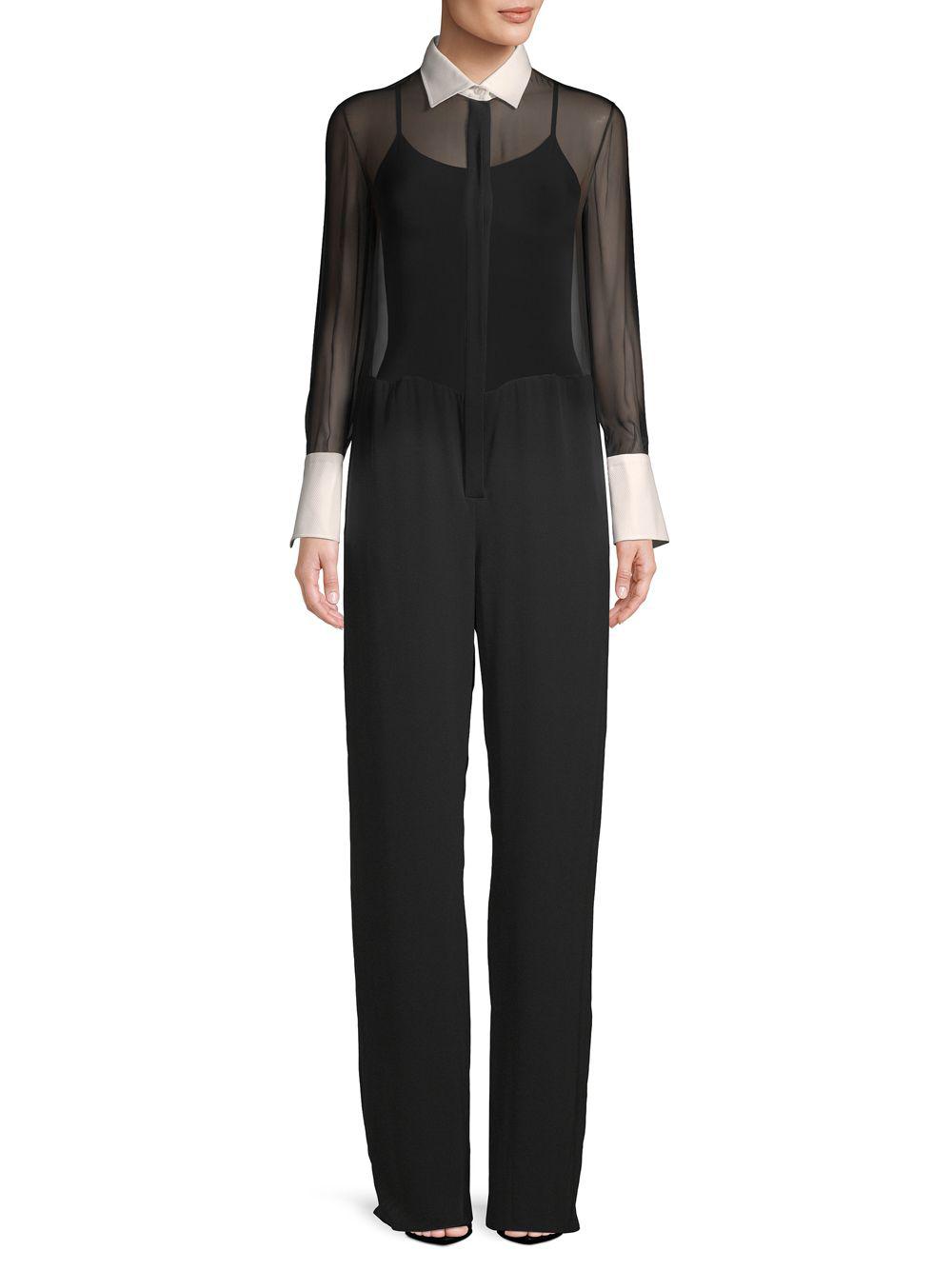 sheer sleeve jumpsuit