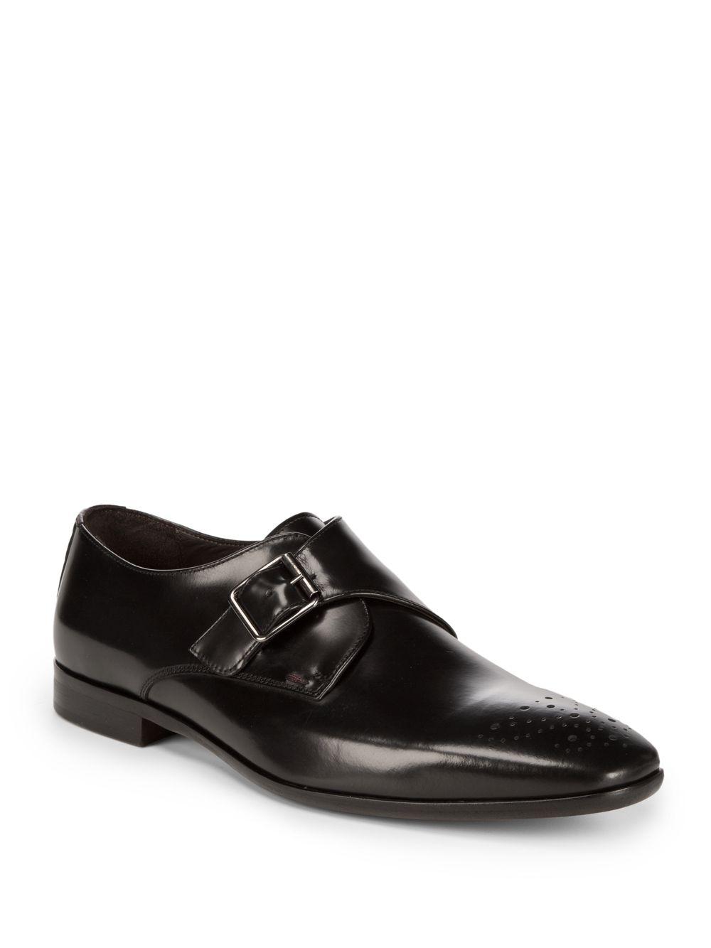 Bruno Magli Leather Brogue Monk-strap Dress Shoes in Black for Men - Lyst