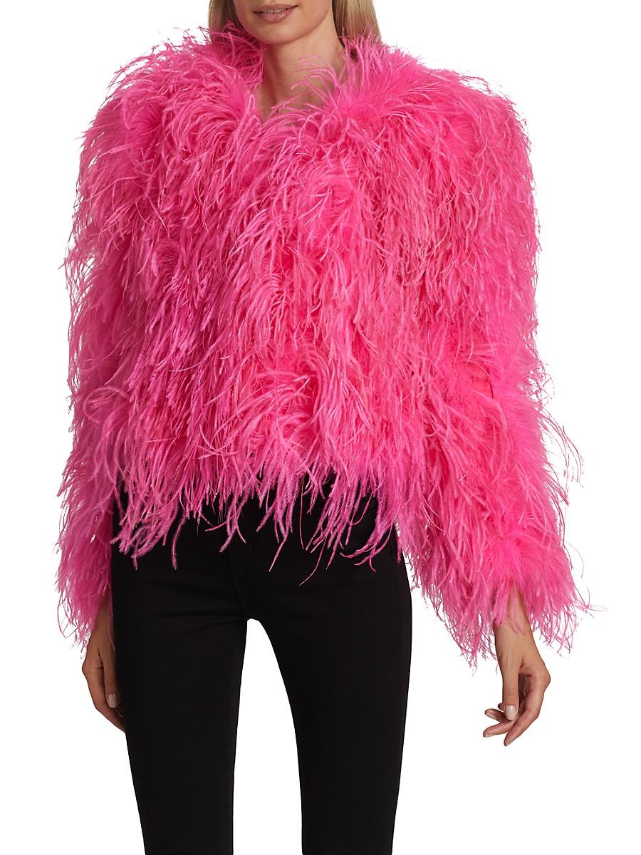 Alice + Olivia Alice + Olivia Kidman Dyed Ostrich Feather Jacket in Pink |  Lyst UK