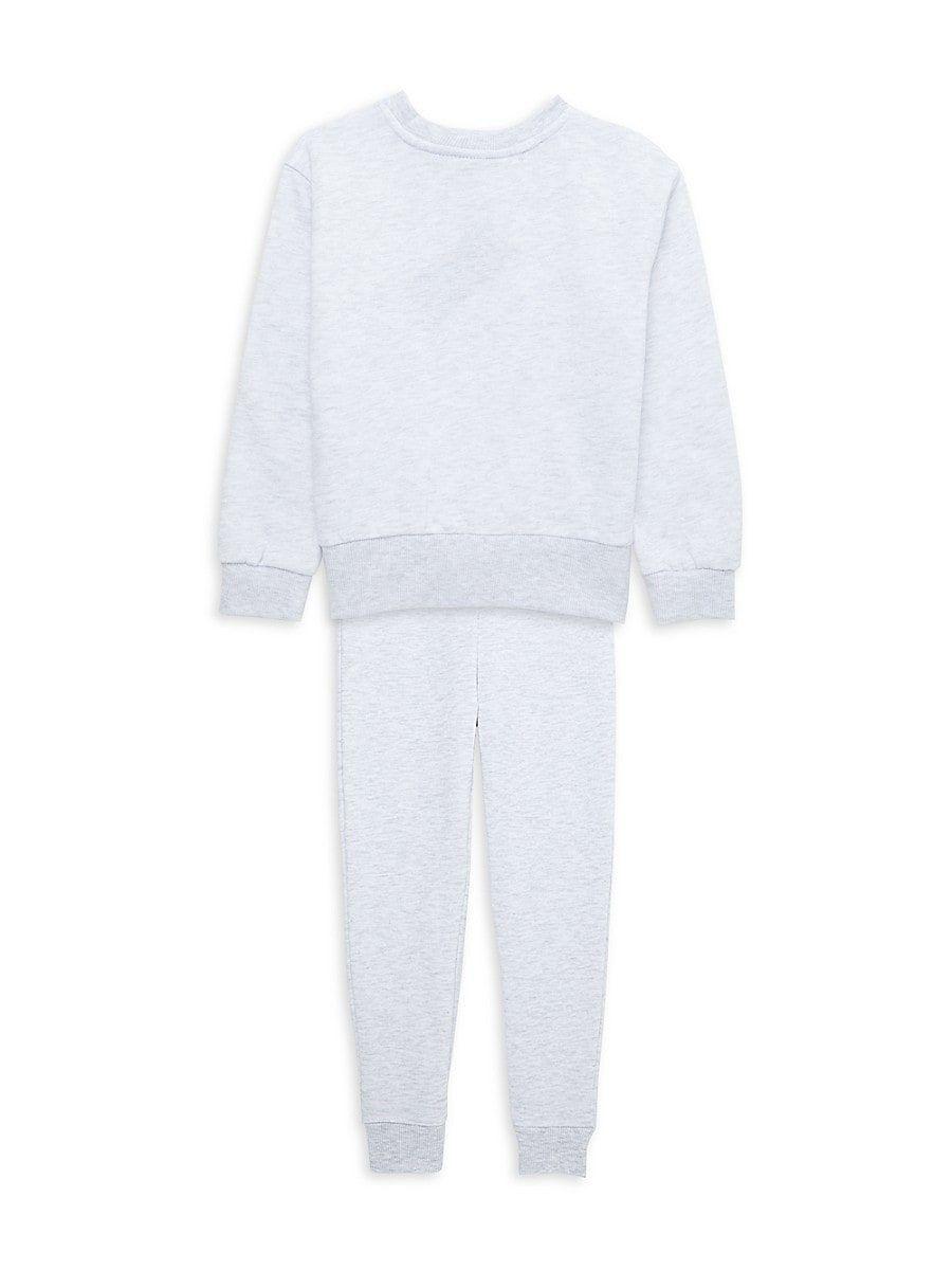 Tommy Hilfiger Little Girl's 2-piece Hacci Ruffle Sweatshirt & joggers Set  in White