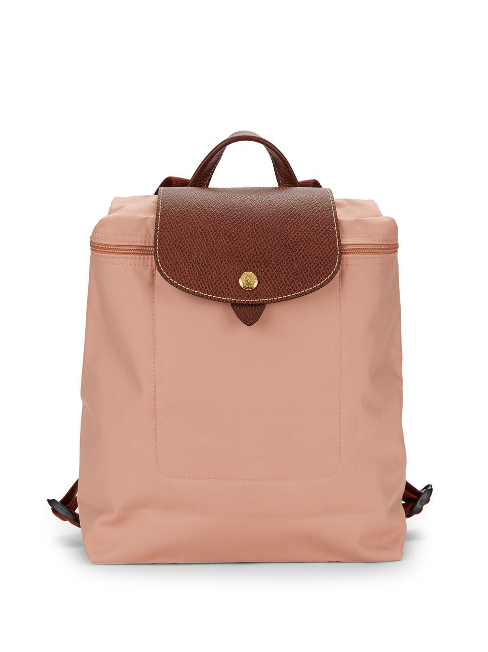 Pliage leather backpack Longchamp Pink in Leather - 34620709