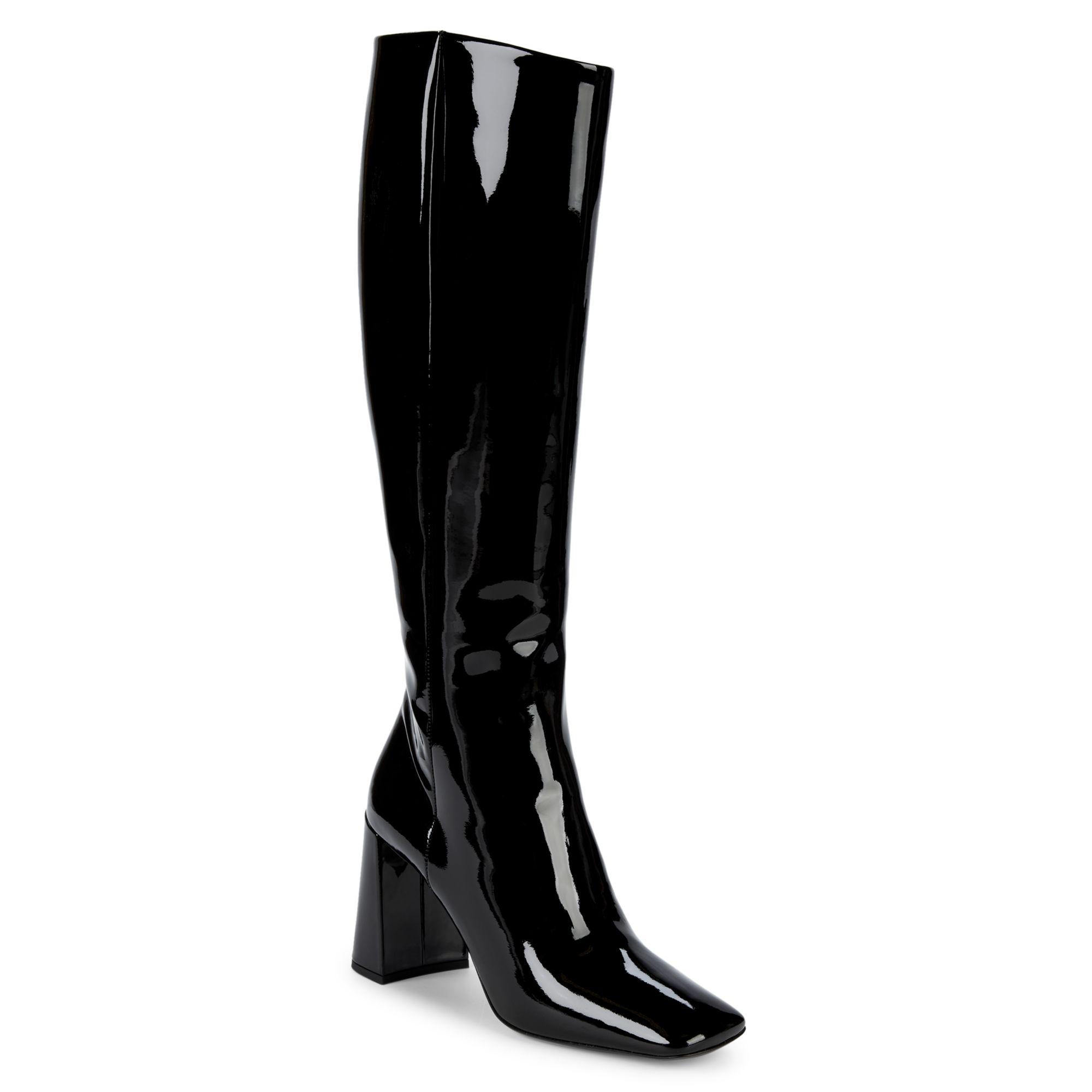 Prada Patent Leather Tall Boots in Black - Lyst