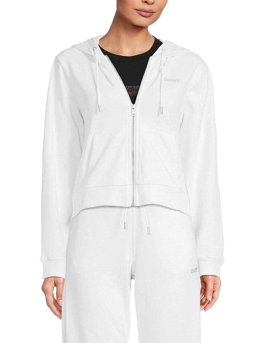 DKNY Mini Stud Logo Zip Hoodie in White Lyst UK