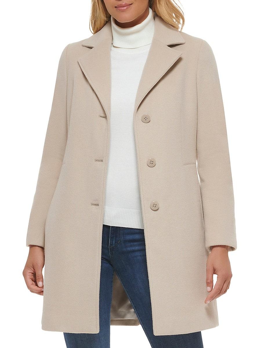 Calvin Klein Wool Blend Coat in Natural Lyst UK