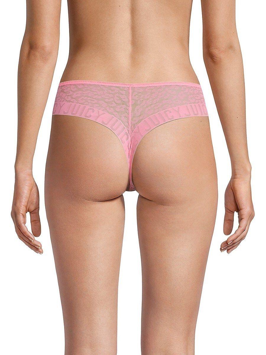 JUICY COUTURE Mesh Thong em Cor-de-Rosa