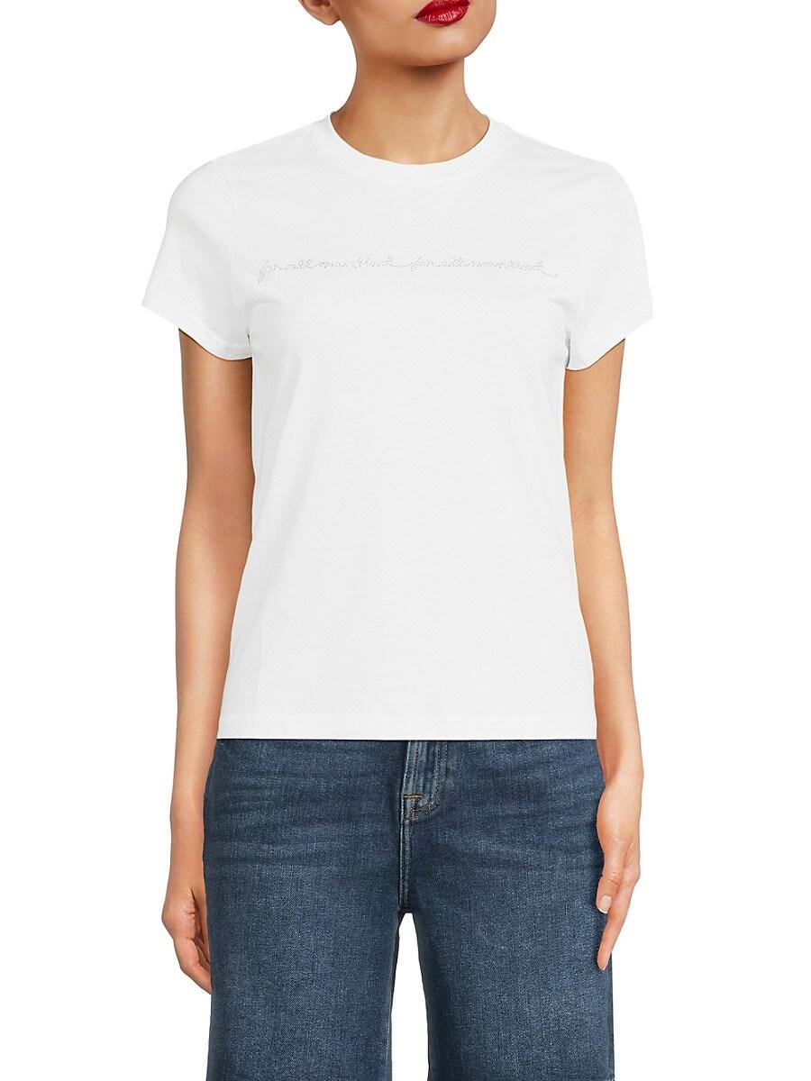 売れ筋商品|||7フォーオールマンカインド Tシャツ トップス レディース Women's Rhinestone Logo Cotton T-Shirt Cotton Black 7 For All Mankind T-shirts for Women | Online Sale up to 80