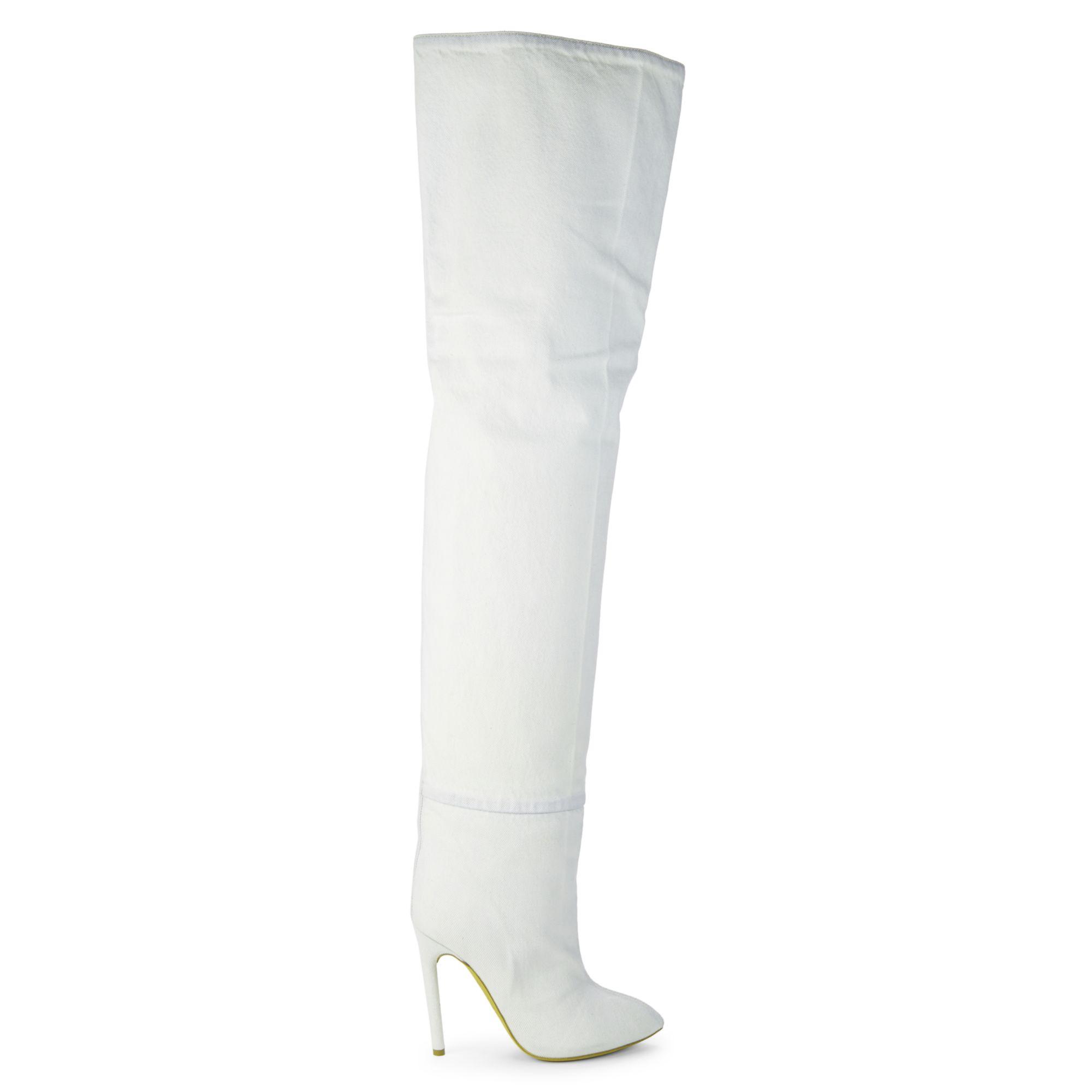 Yeezy Leather Tubular Over-the-knee Boots in White - Lyst