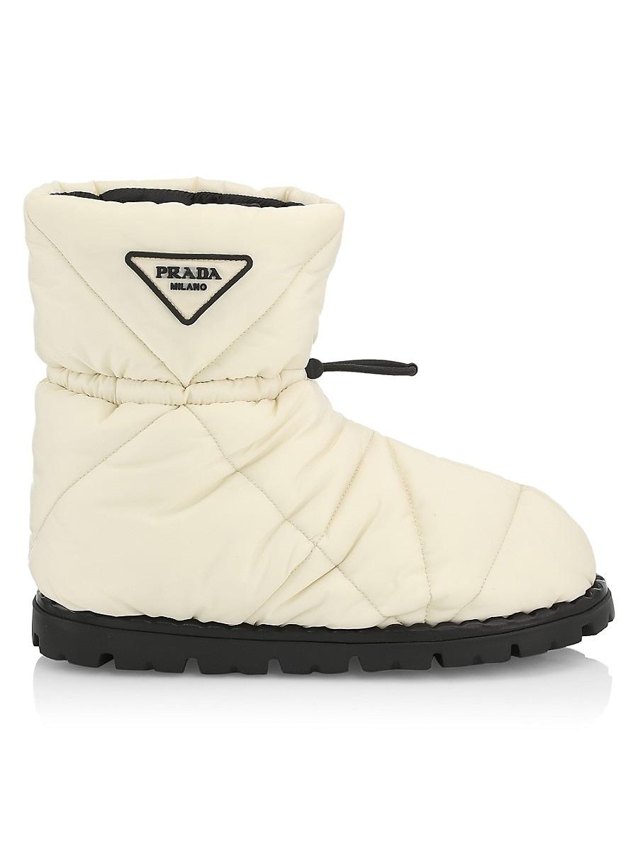 Prada Logo Quilted Boots in Natural | Lyst Canada