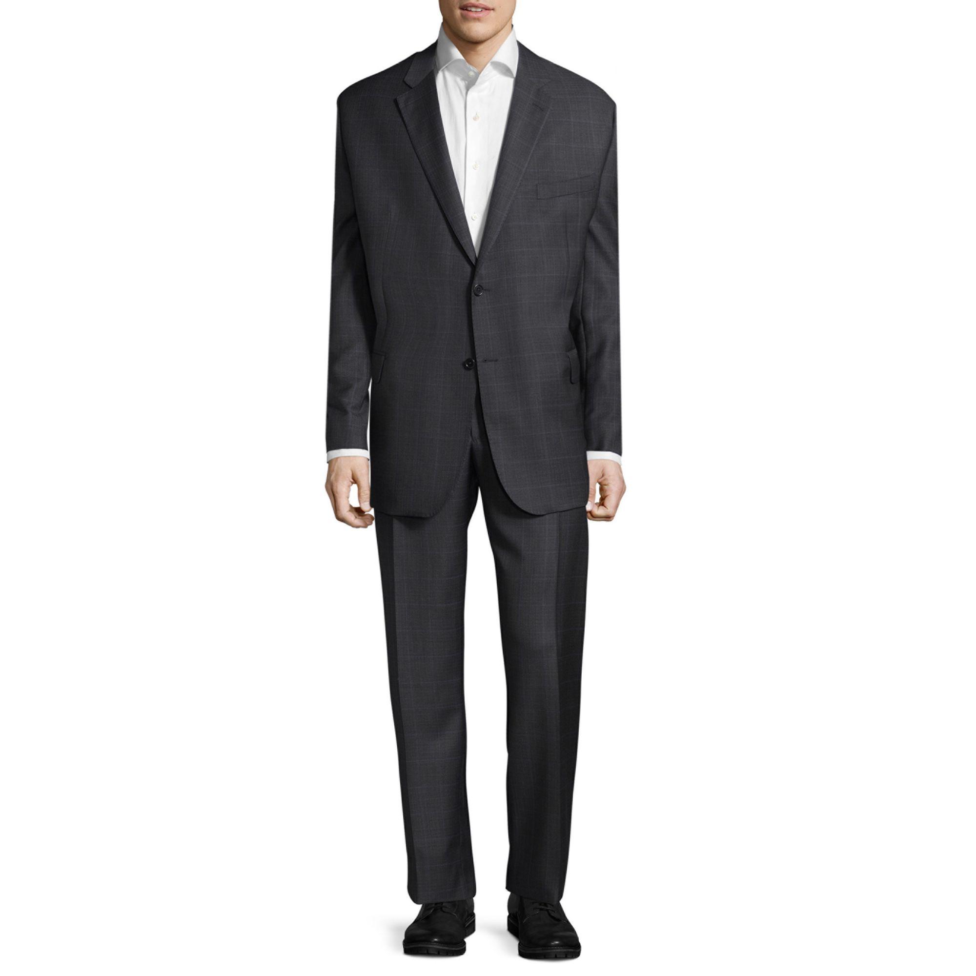Saks Fifth Avenue Classicfit Plaid Wool Suit in Grey (Gray) for Men Lyst