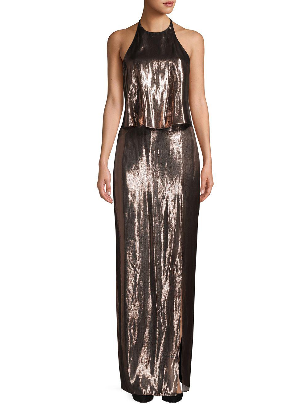 backless metallic dress