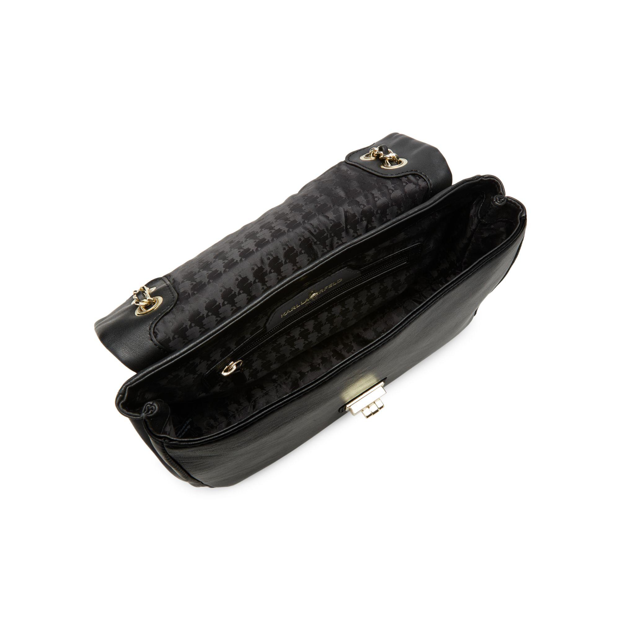 Karl Lagerfeld Agyness Quilted Leather Shoulder Bag in Black Lyst