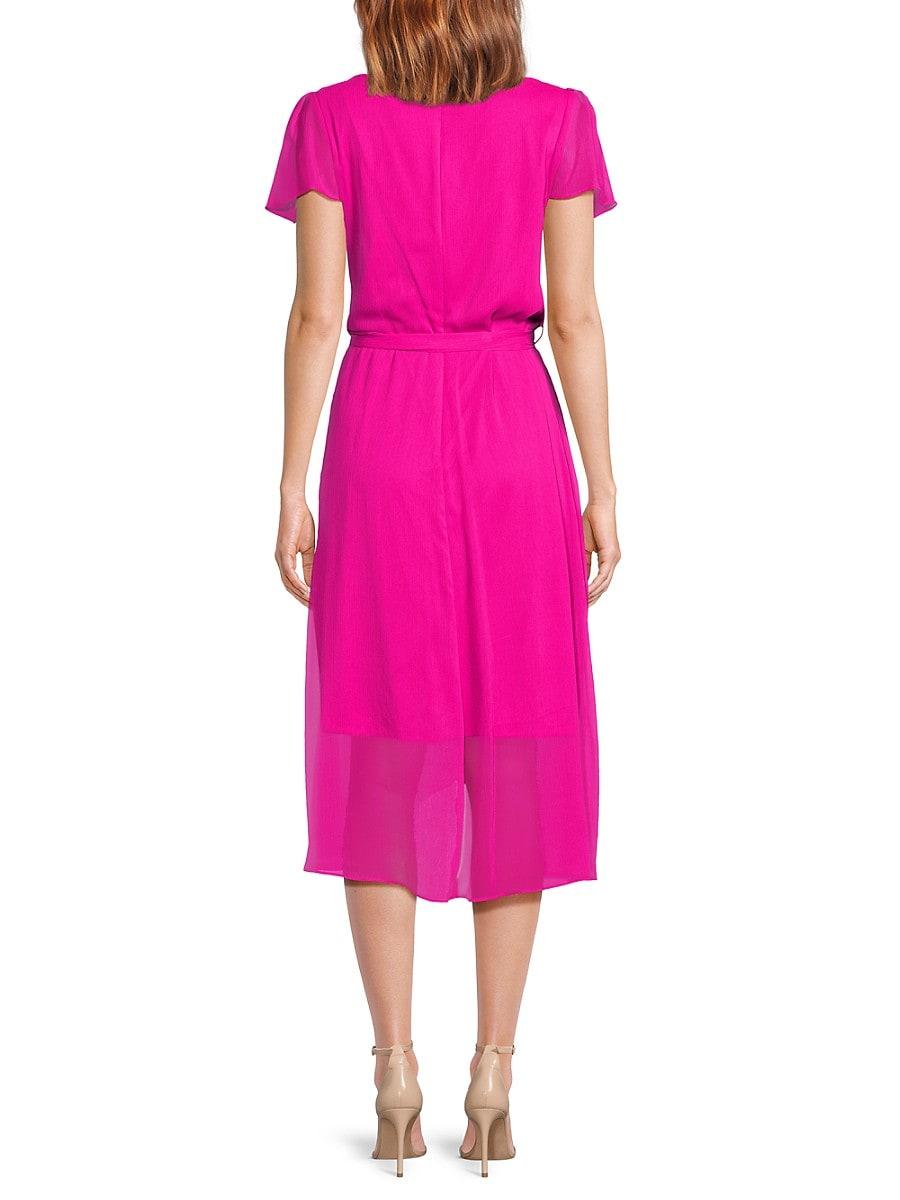 DKNY Belted Faux Wrap Midi-Dress in Pink Lyst UK