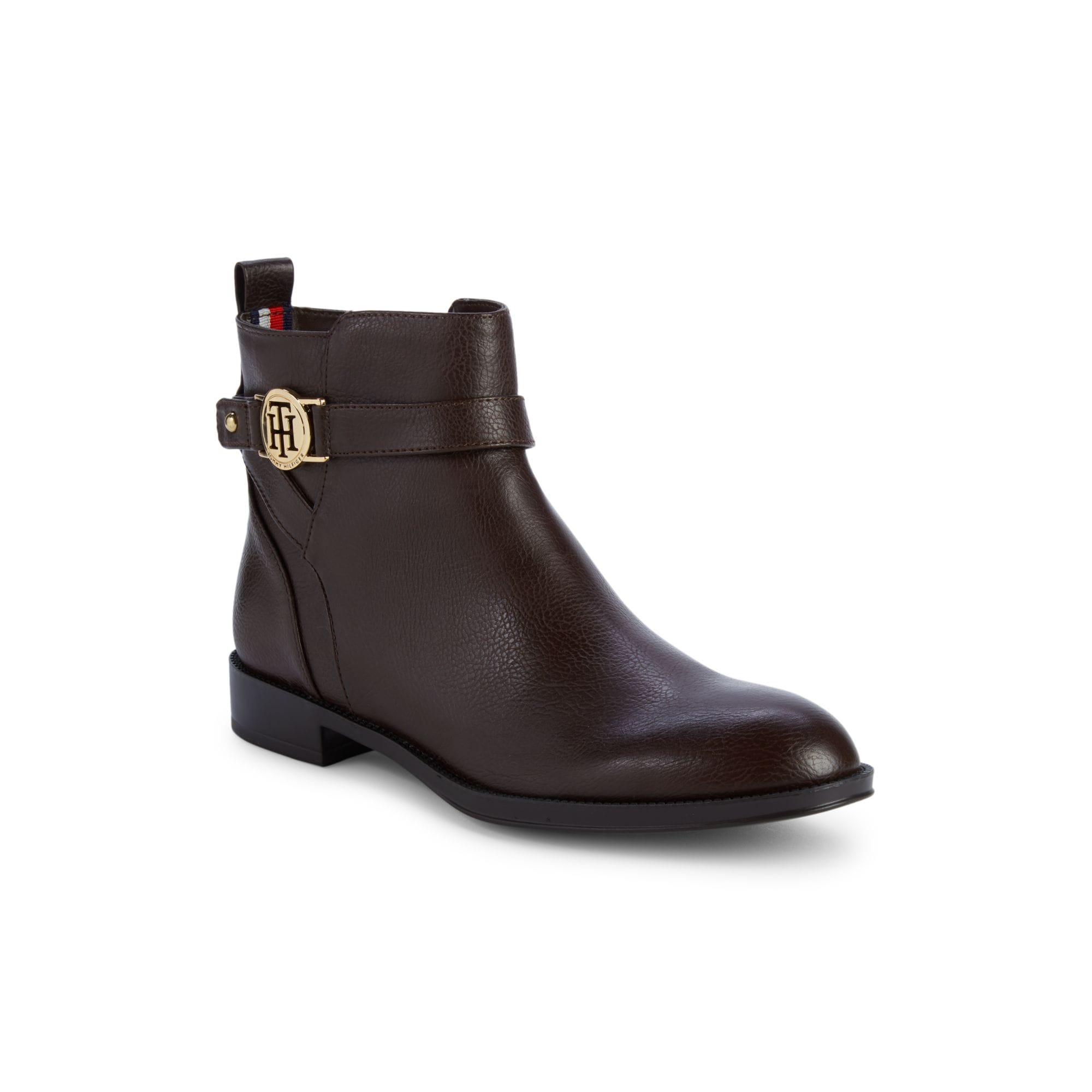 Tommy Hilfiger Twrumore Logo Strap Boots in Dark Brown (Brown) | Lyst