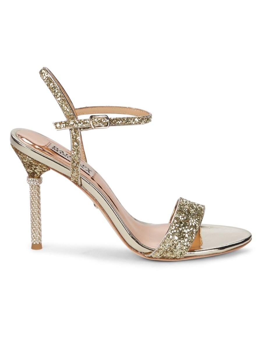 Badgley Mischka Olympia Metallic Glitter Sandals | Lyst