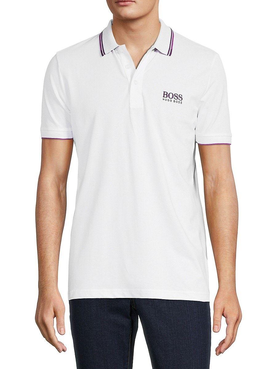 BOSS by HUGO BOSS Paddy Pro Tipped Polo in White for Men | Lyst