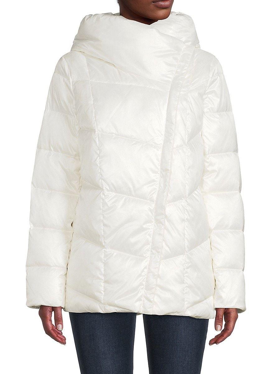 Donna Karan Solid Quilted Puffer Jacket in White | Lyst