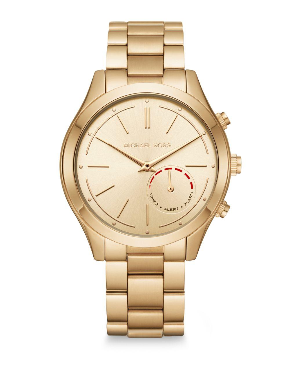 Michael Kors Access Slim Runway Goldtone Stainless Steel Hybrid Smartwatch in Metallic - Lyst