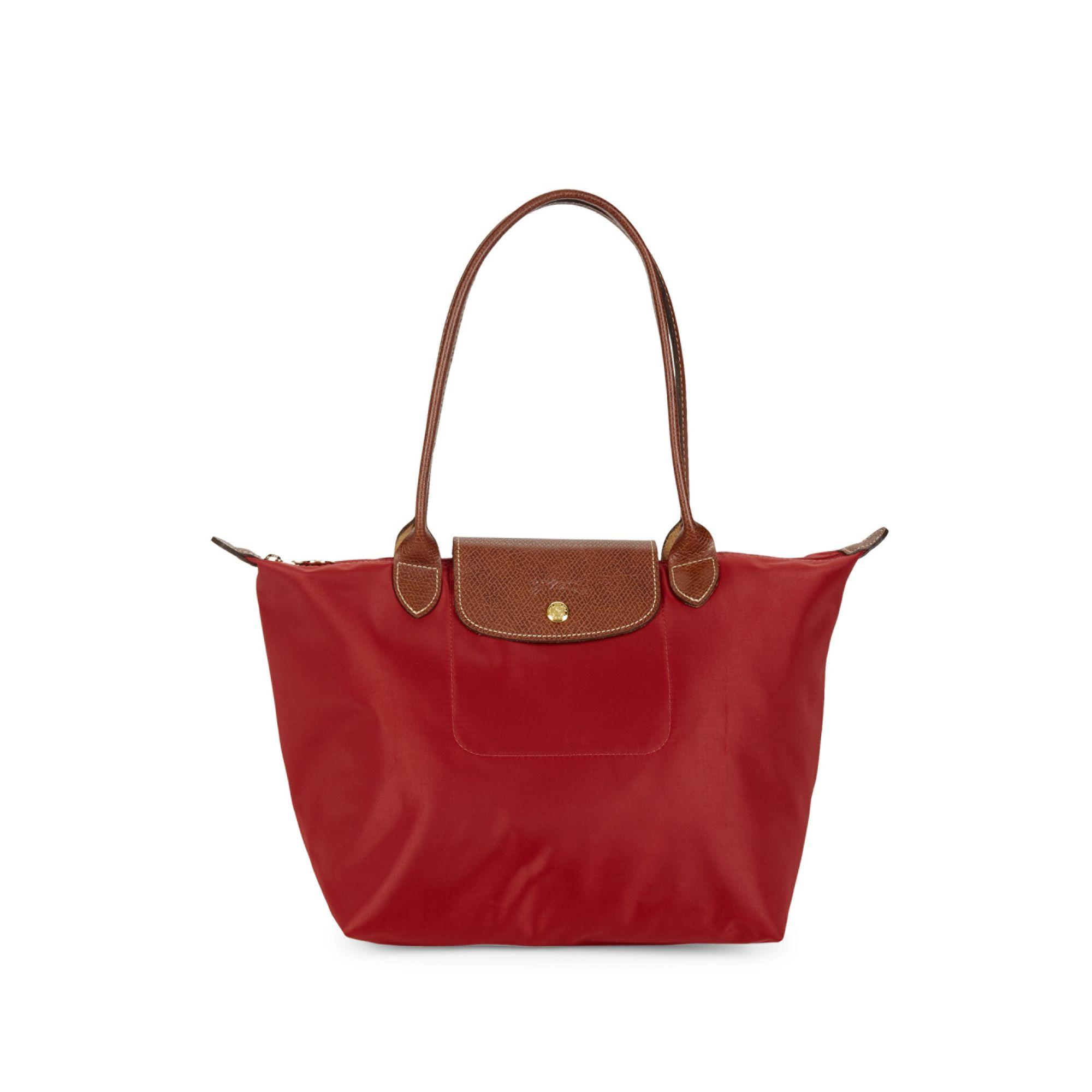 Longchamp Synthetic Le Pliage Small Nylon Long Handle Tote in Red - Lyst