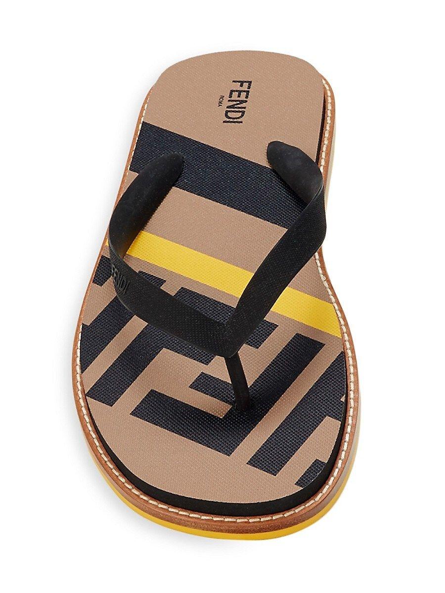 Fendi Logo Thong Flip Flops in Black for Men | Lyst