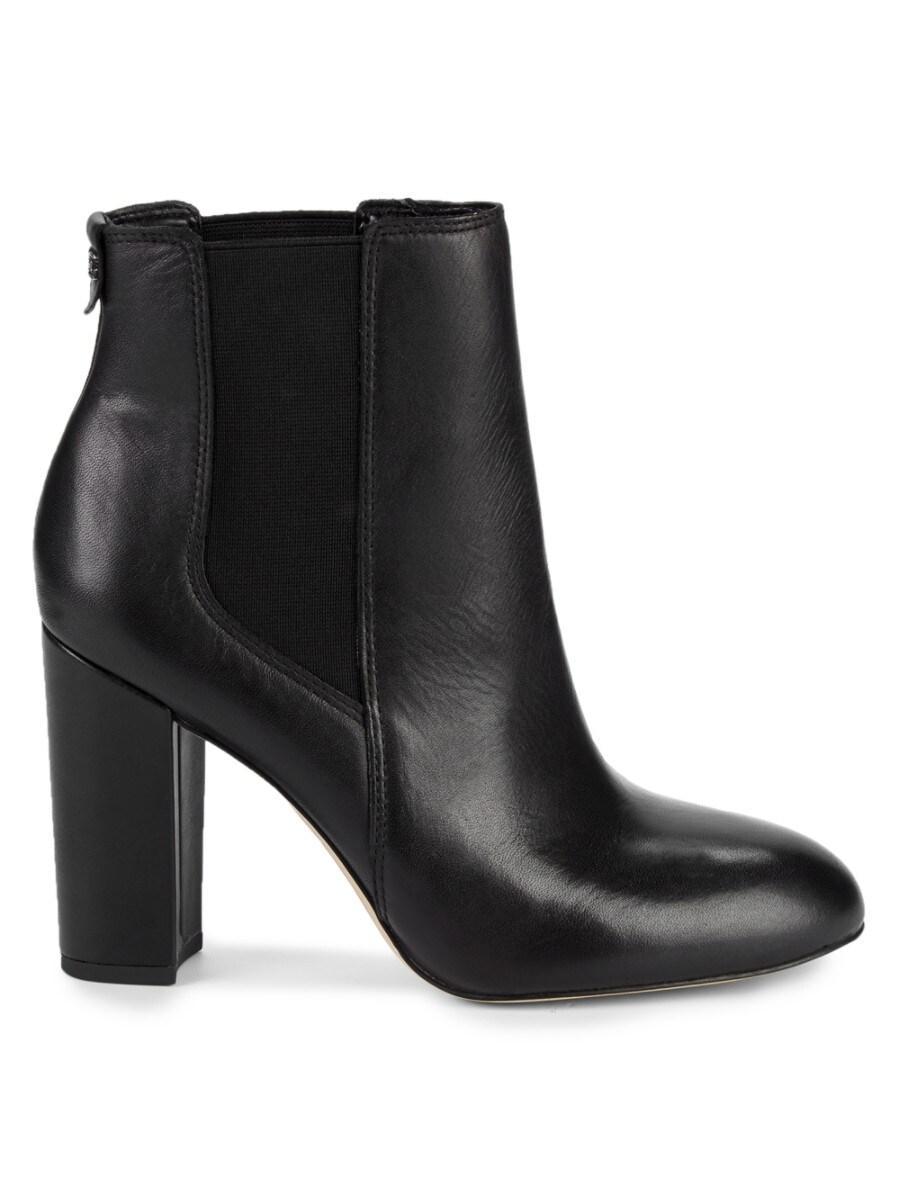 Sam Edelman Women's Case Leather Block-heel Booties - Black - Size 7.5 |  Lyst
