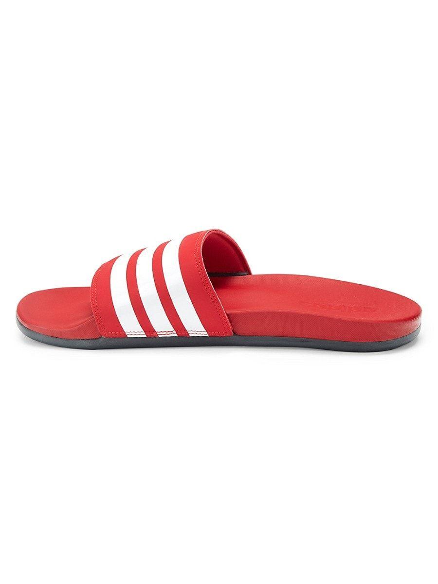 adidas Adilette Comfort Striped Slides in Red for Men | Lyst