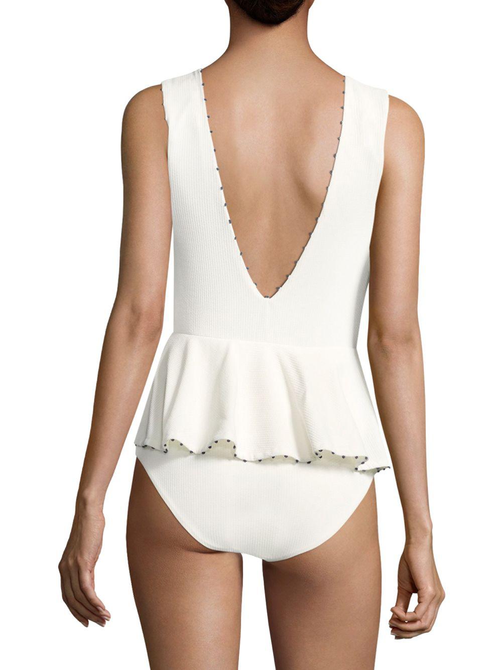 Marysia Swim V-neck Peplum One-piece Swimsuit in White | Lyst