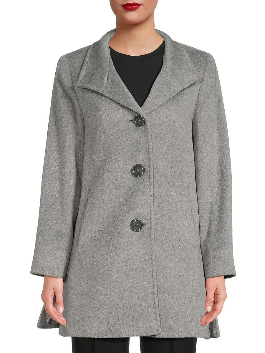 Cinzia Rocca Waterfall Collar Wool Blend Short Coat in Grey Lyst UK