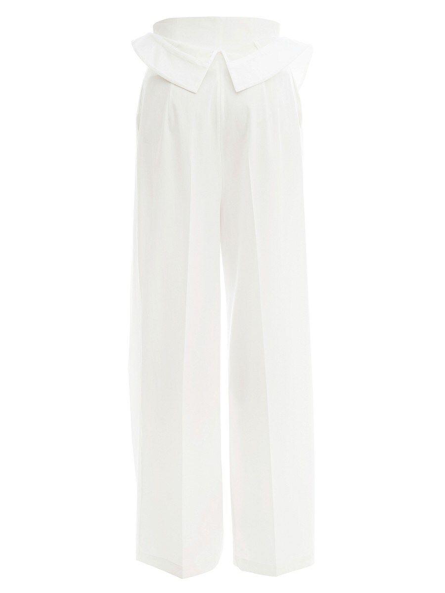 A.W.A.K.E. MODE Belted High-waisted Wide-leg Pants in White | Lyst
