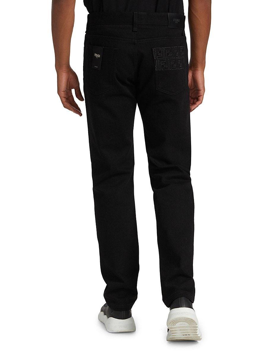Fendi Slim Fit Ff Jeans in Black for Men | Lyst