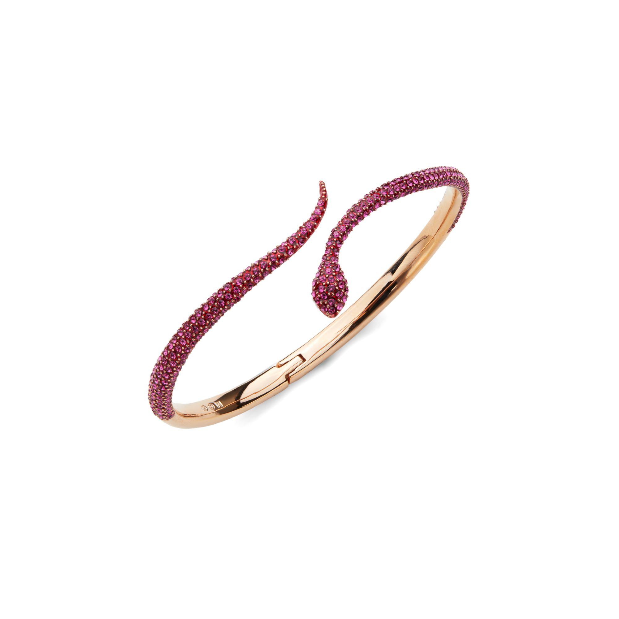 Swarovski Leslie 18k Rose Gold & Crystal Snake Cuff Bracelet in Pink - Lyst