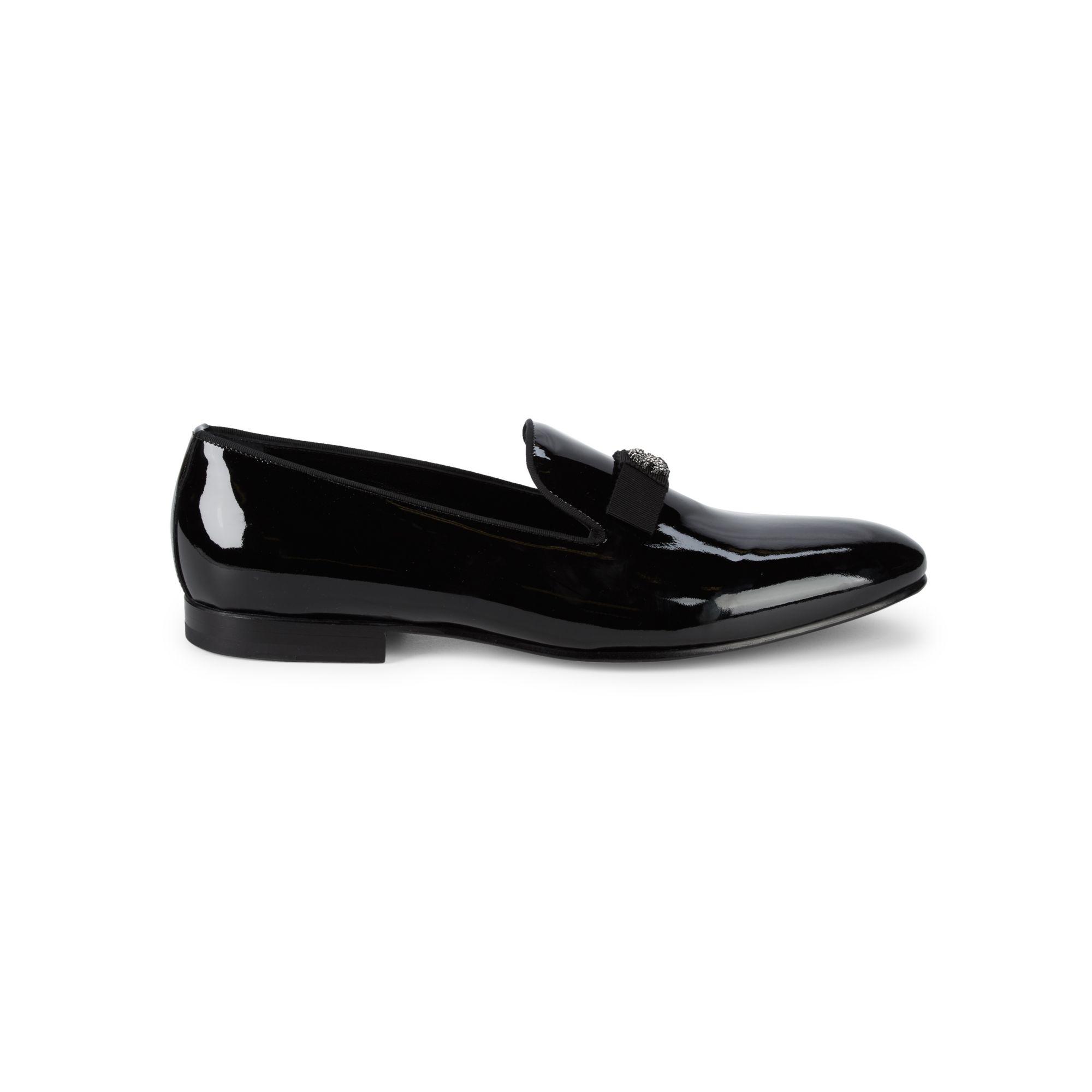 Roberto Cavalli Bow Patent Leather Loafers in Black for Men - Lyst