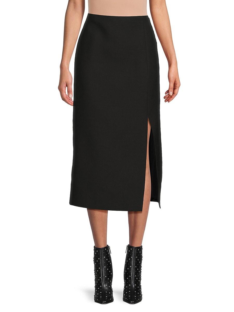 スカート Valentino Garavani Tailored Wool Midi Skirt With Side Slits VALENTINO GARAVANI Embellished wool and silk-blend crepe