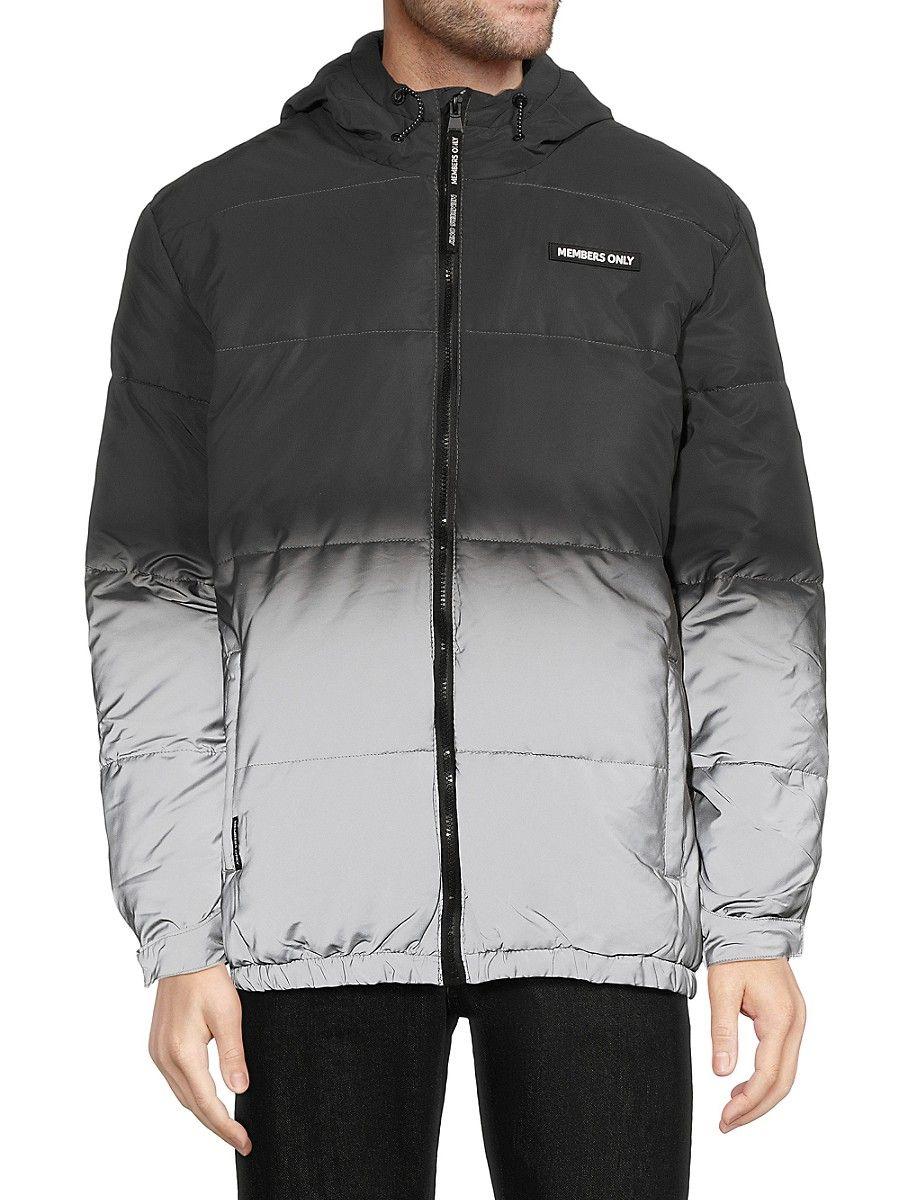 Members Only Colorblock Hooded Puffer Jacket in Gray for Men | Lyst