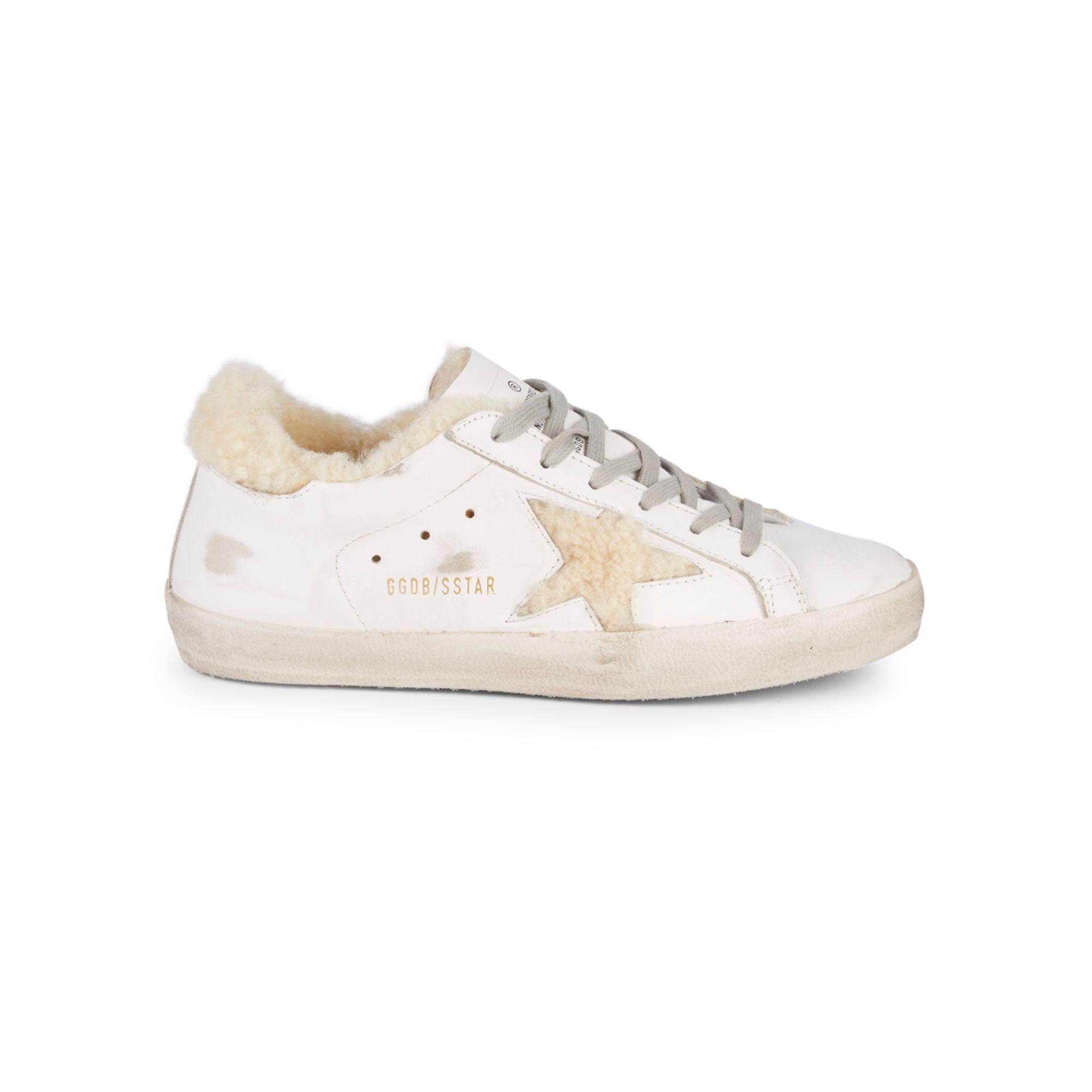 Golden Goose Superstar Shearling Lined Sneakers in White | Lyst