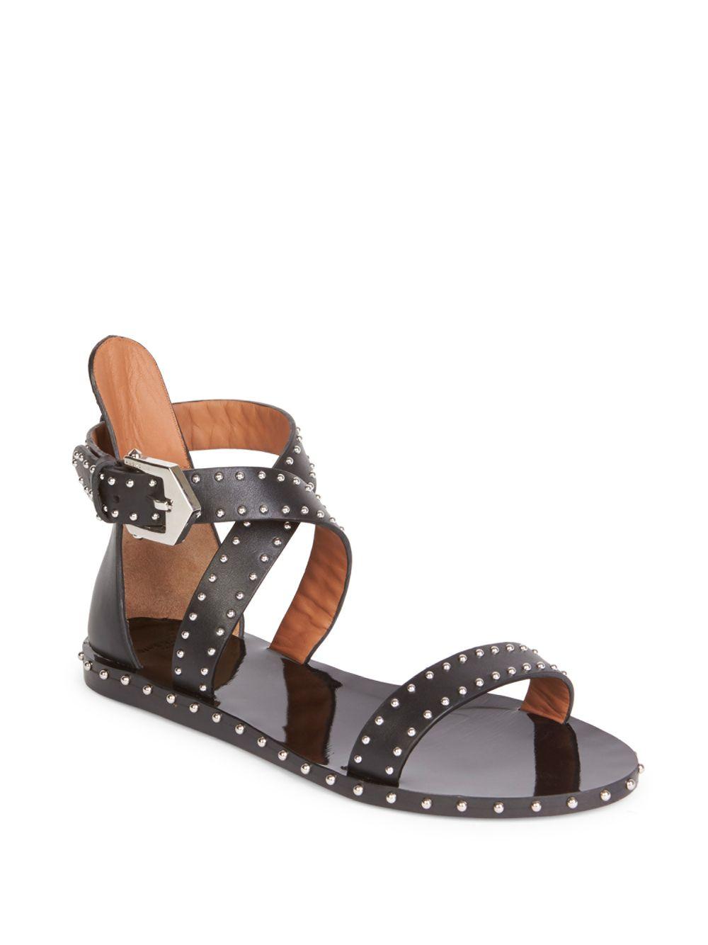 Givenchy Studded Leather Sandals in Black | Lyst