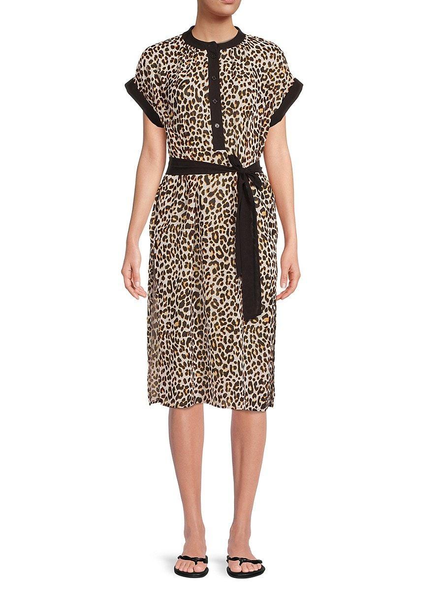St. John Dkny Leopard Print Midi Dress | Lyst