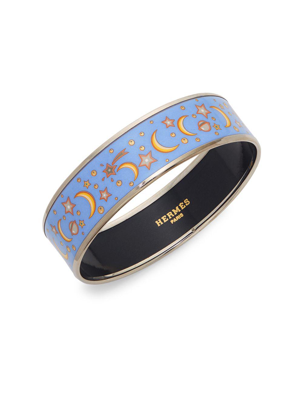Hermès Vintage Moon & Stars Goldtone Bangle Bracelet in Blue | Lyst