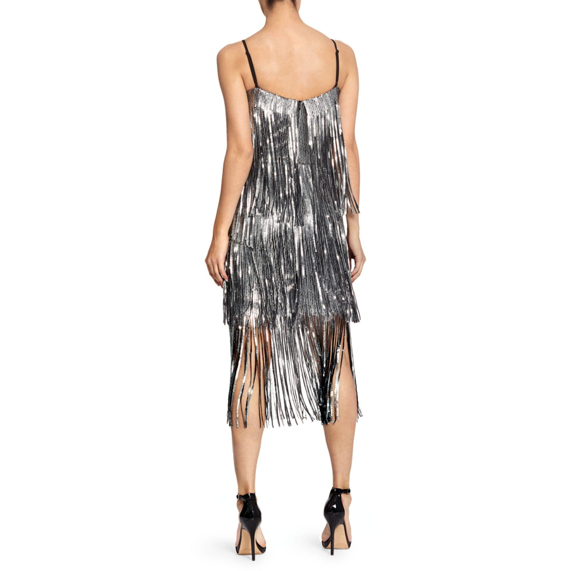 Dress the population roxy sequin hot sale fringe dress