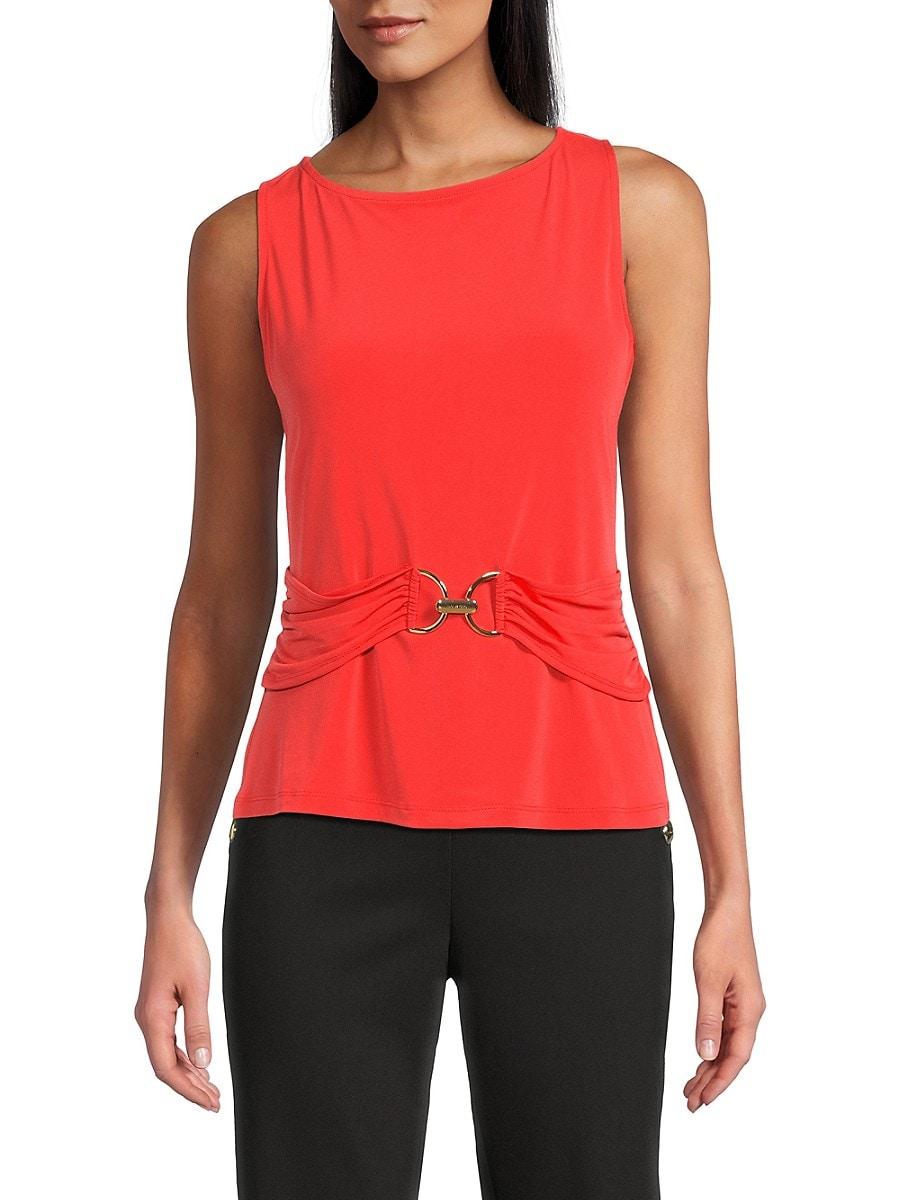 売れ筋商品|||ホルストンヘリテイジ カットソー トップス レディース Women's Sleeveless Round-Neck Peplum Top Black Halston Sleeveless Round-neck Peplum Top in Black | Lyst