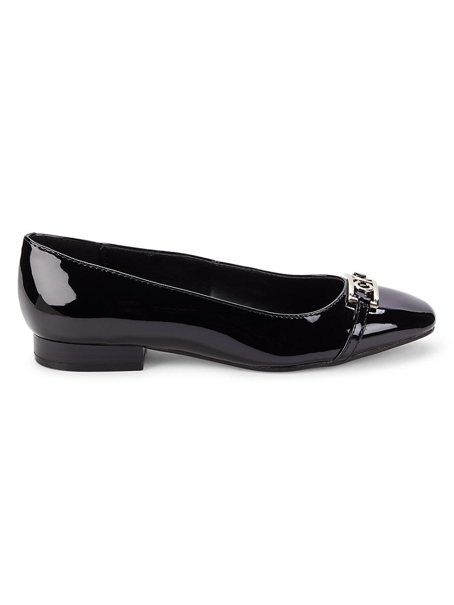 Anne klein black patent leather flats sale
