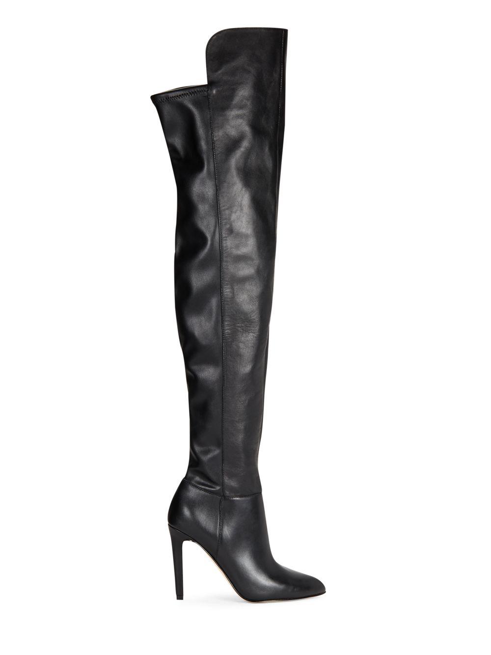 Saks Fifth Avenue Leather Thigh-high Boots in Black - Lyst