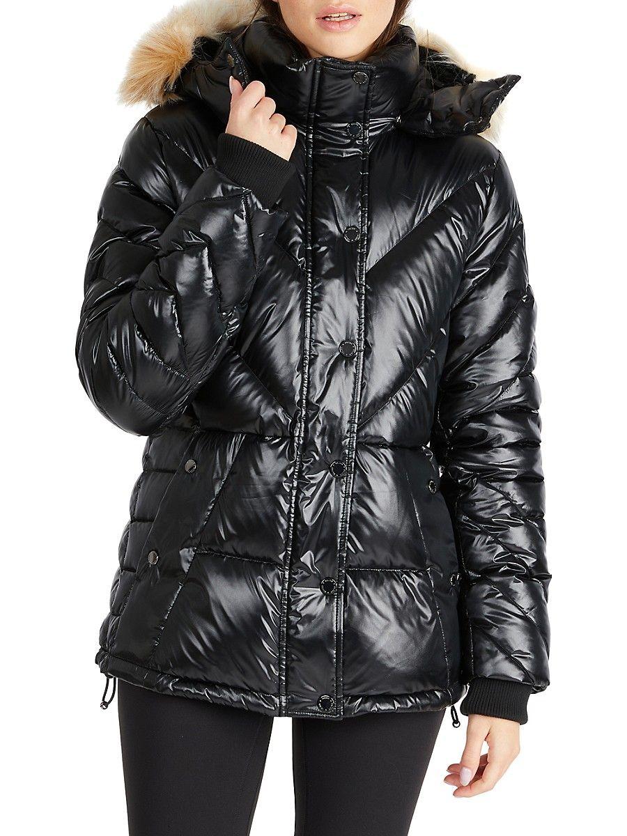 Pajar Faux Fur Trim Quilted Down Puffer Coat in Black Lyst