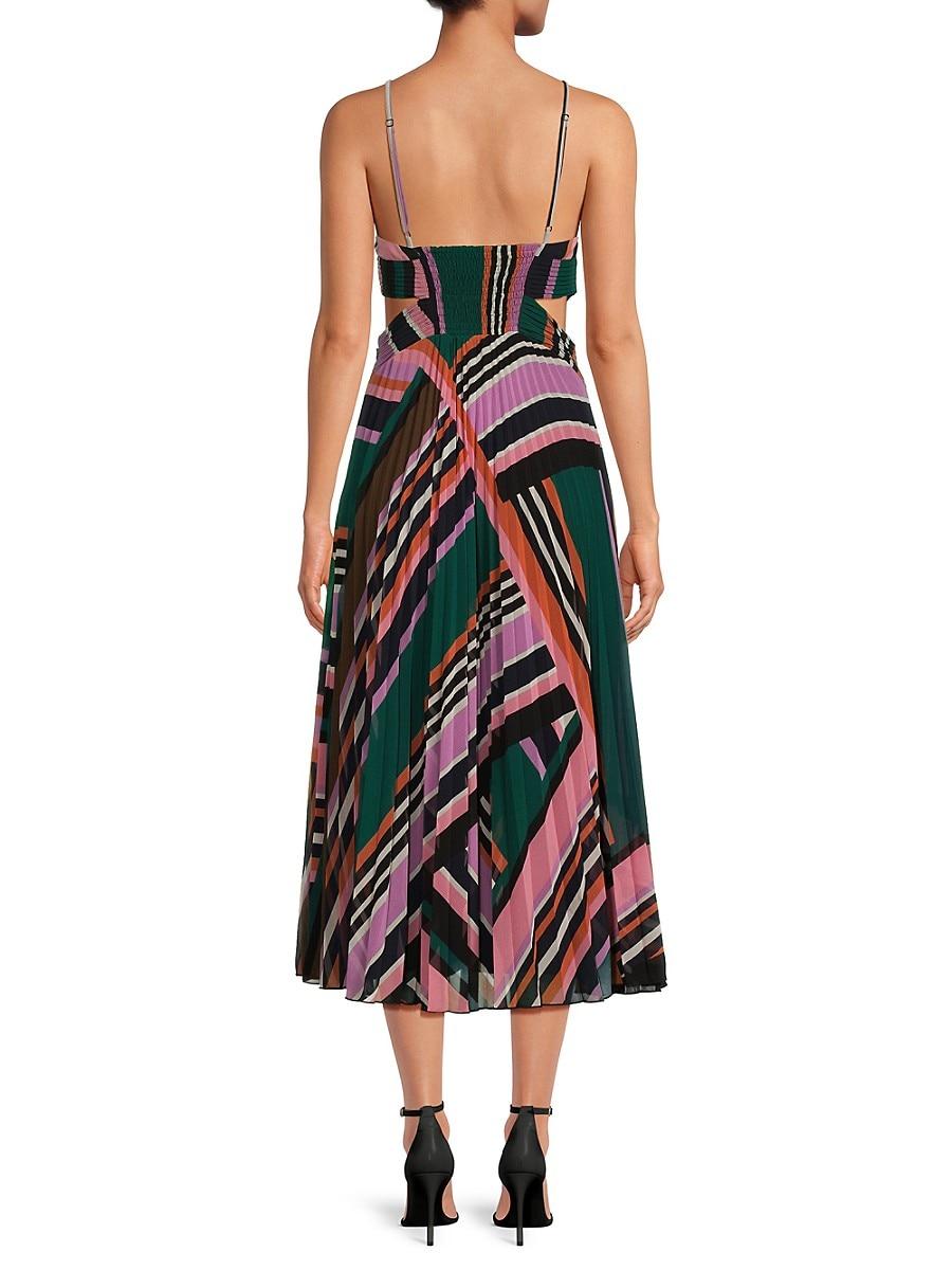 Colorblock pleated midi dress sales