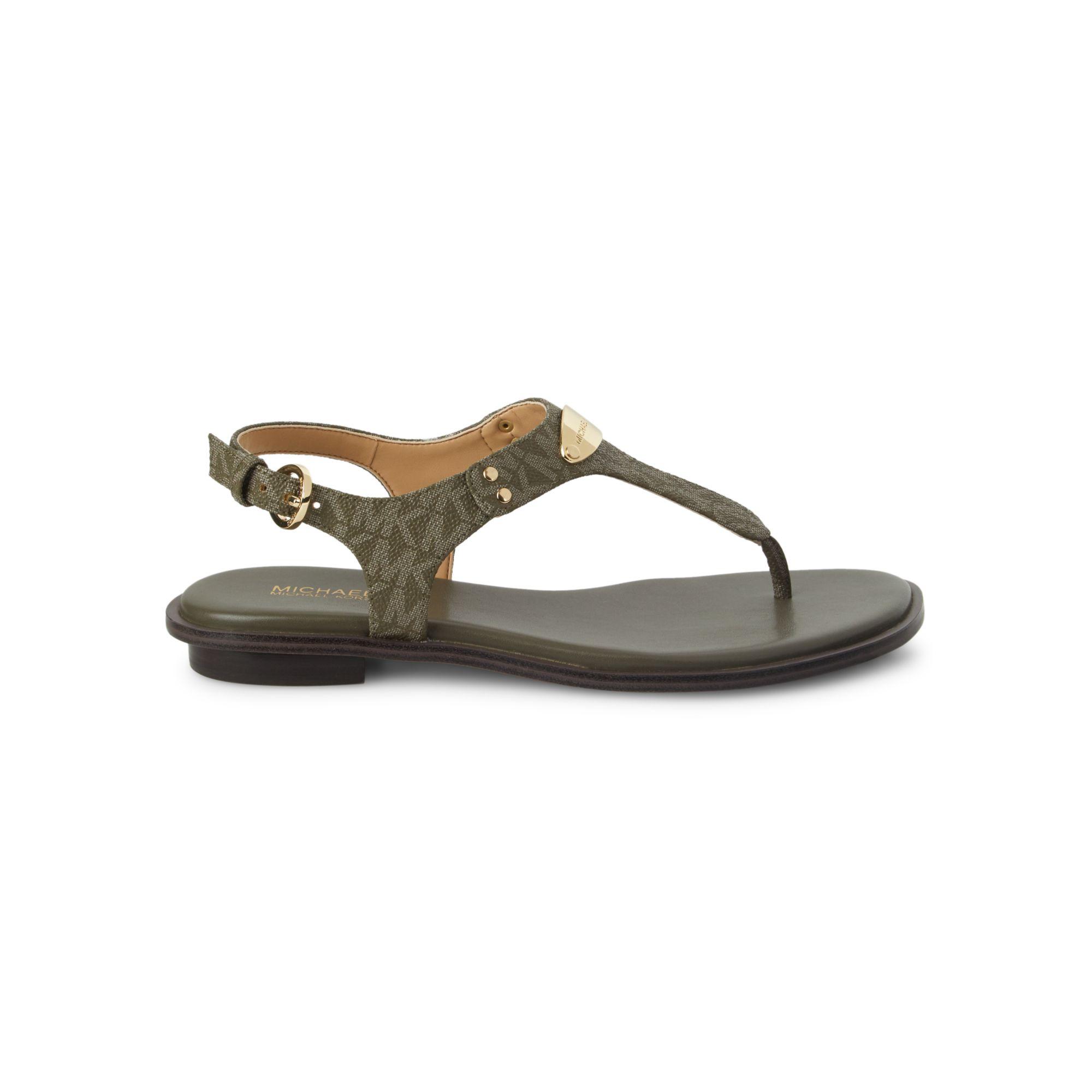 MICHAEL Michael Kors Mk Plate Thong Sandals in Green | Lyst
