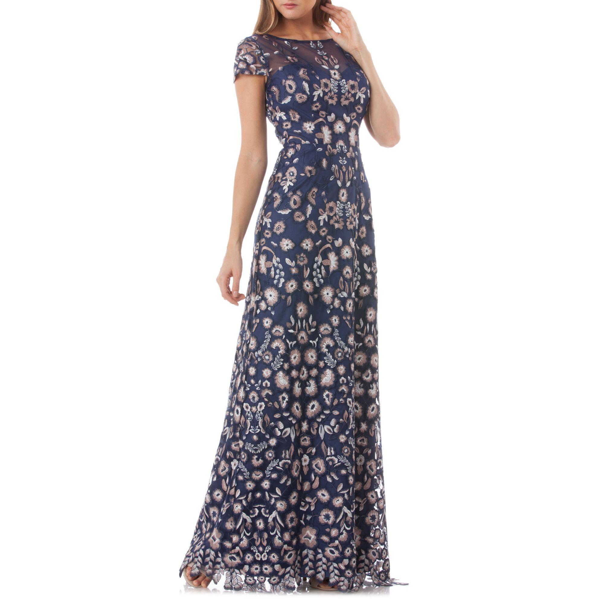js collections leaf embroidered gown