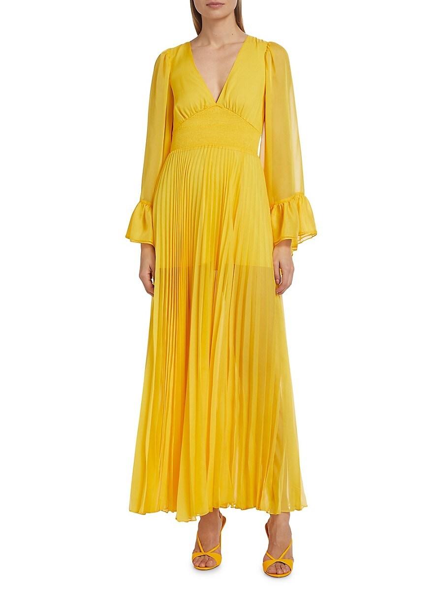 Alice + Olivia Selene Chiffon Long-Sleeve Maxi Dress in