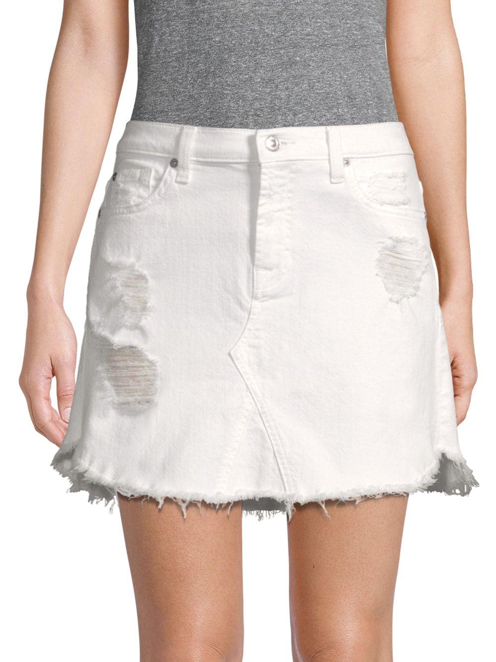 7 for all mankind white denim skirt