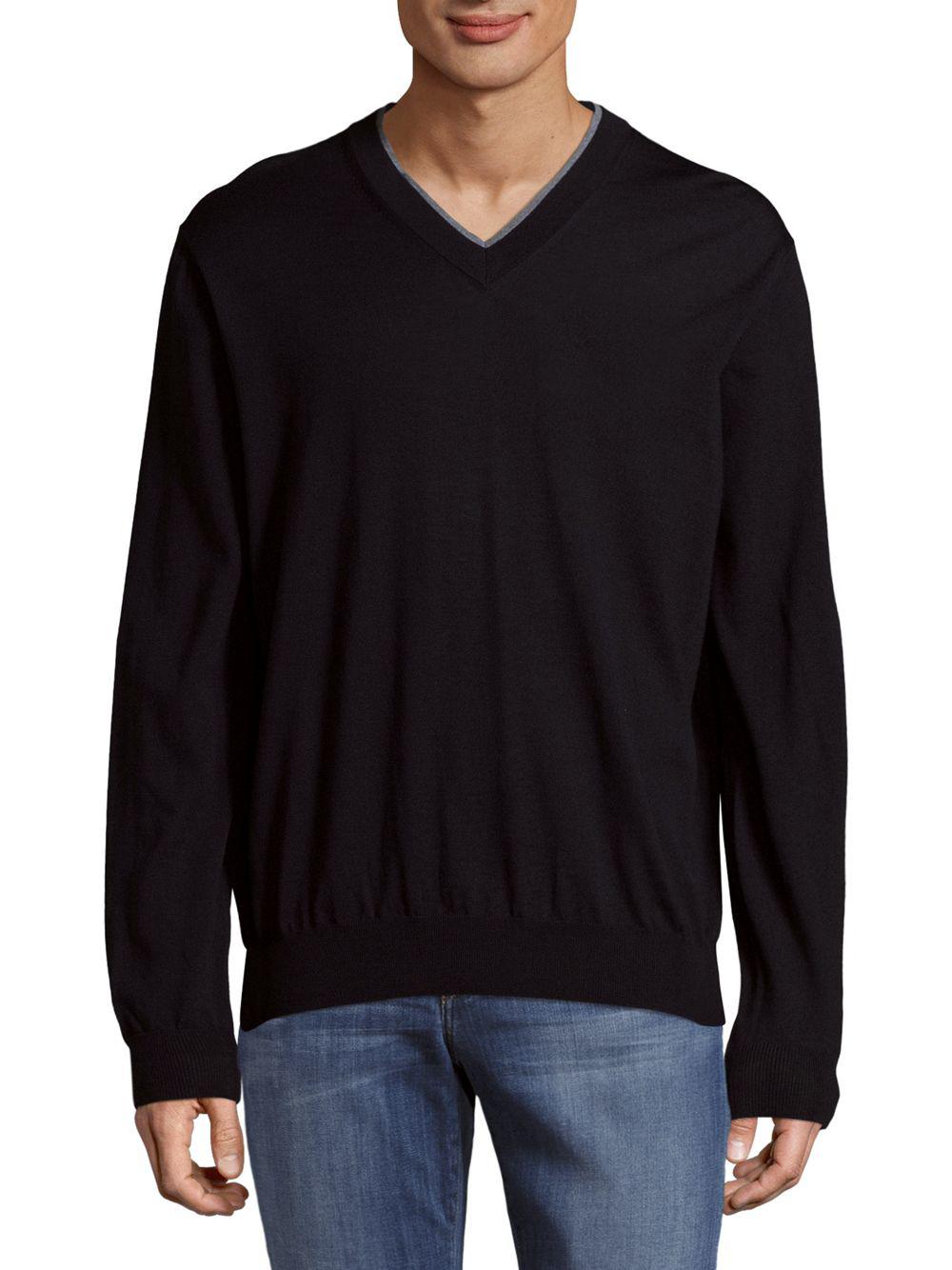 Canali Casual V-neck Wool Sweatshirt in Blue for Men - Lyst