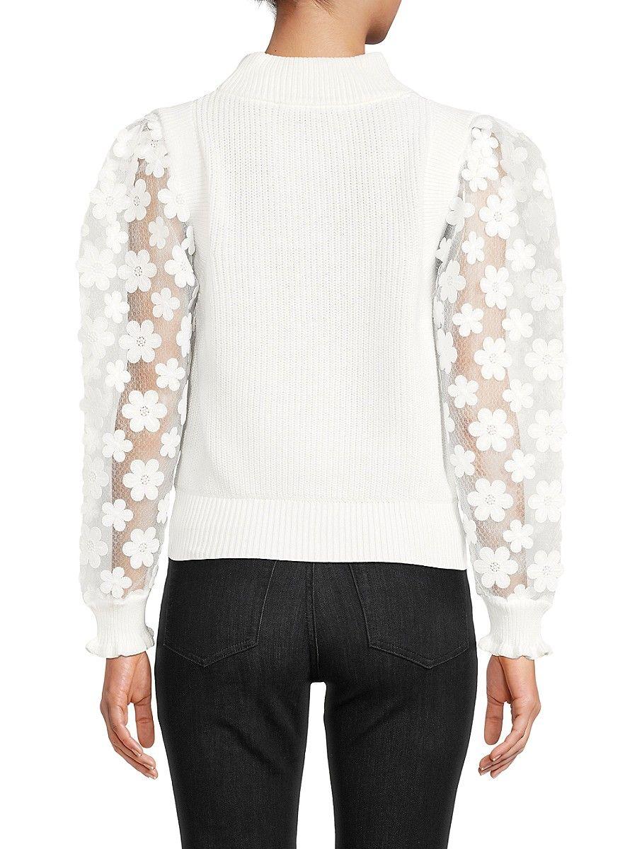 french connection caballo floral lace sleeve sweater