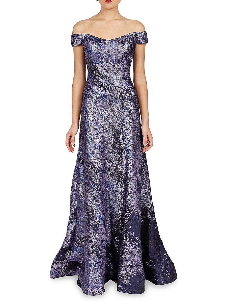 Rene Ruiz Collection Off The Shoulder Brocade A Line Gown in Purple | Lyst